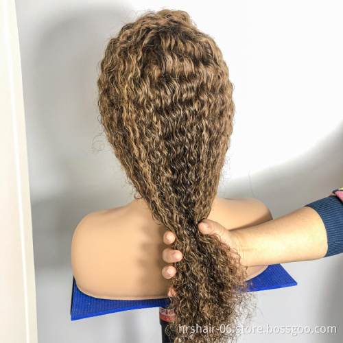 250% highlight piano color #4/#27 wig Wholesale price 100% virgin human hair Cuticle Aligned  Brazilian deep wave wig